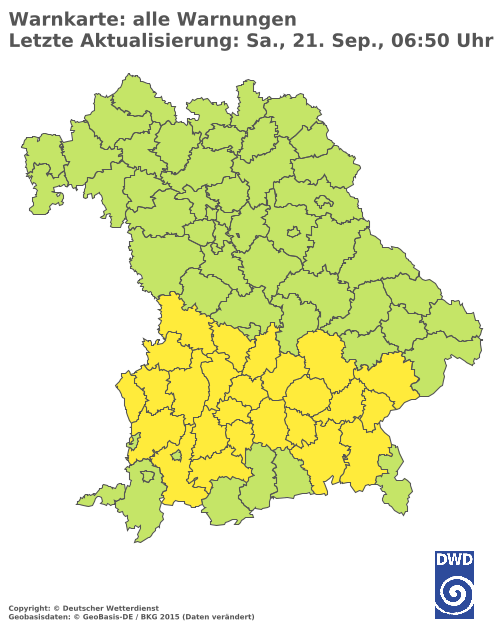 Aktuelle Wetterwarnungen für  Landsberg am Lech