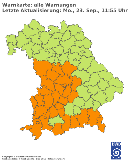 Aktuelle Wetterwarnungen für  Landsberg am Lech