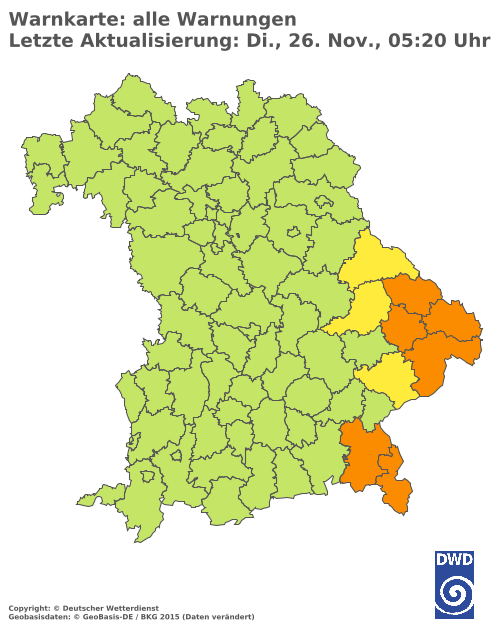 Aktuelle Wetterwarnungen für  Landsberg am Lech