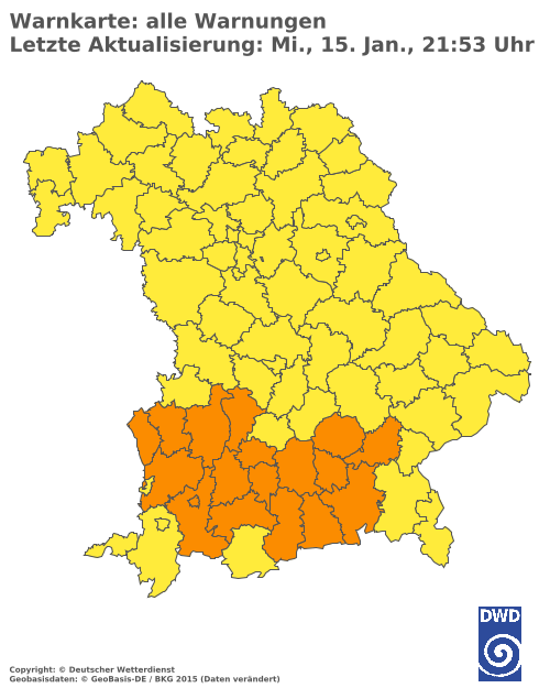 Aktuelle Wetterwarnungen für  Landsberg am Lech